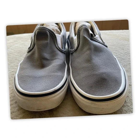 Vans  Classic Shoes Sneakers Gray Slip on Casual US Size M 6  W 7.5 Unisex - Picture 6 of 8